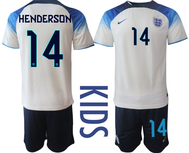 Youth 2022 World Cup National Team England home white #14 Soccer Jersey->youth soccer jersey->Youth Jersey